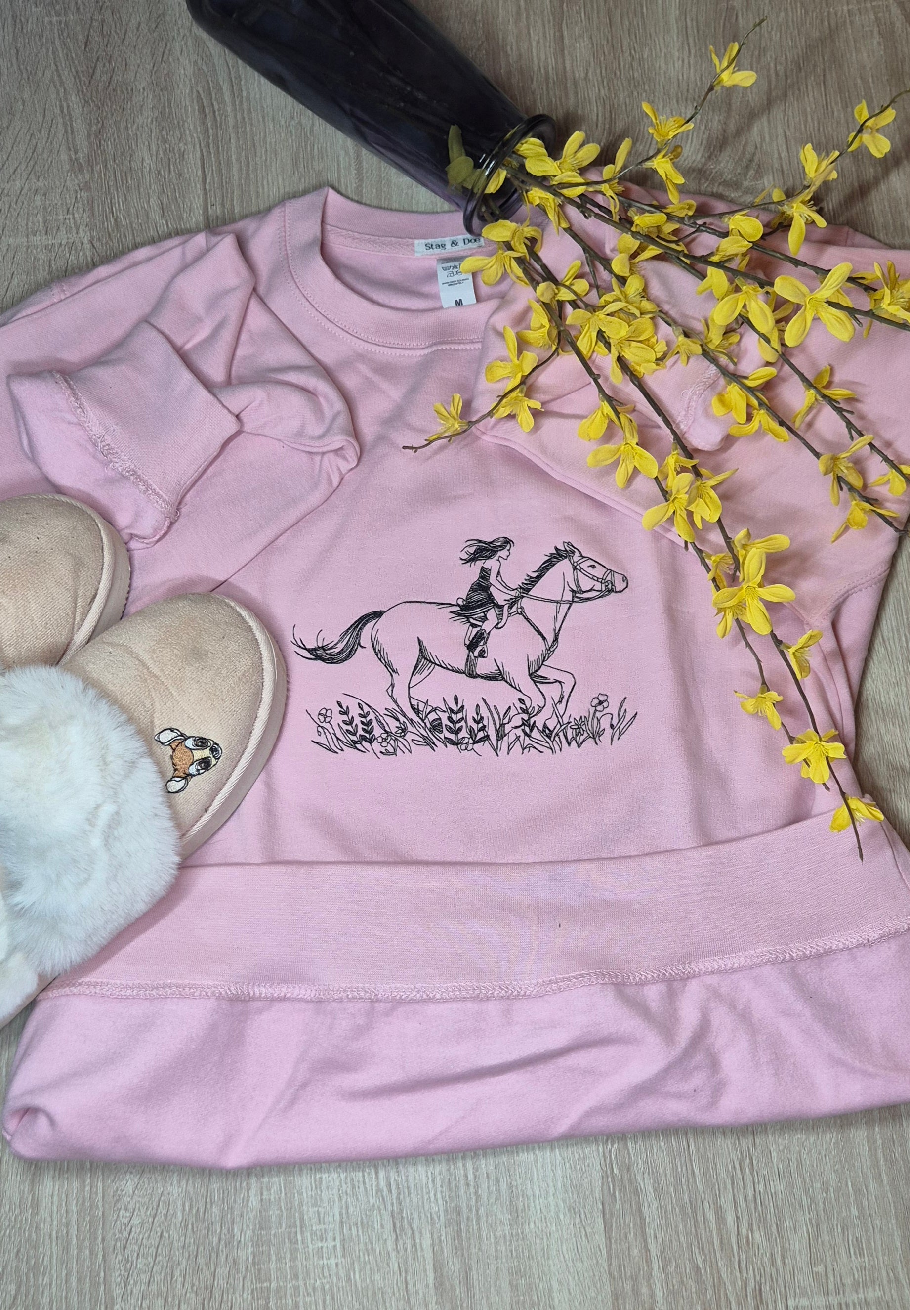 Sweatshirt with Embroidered Horse and Rider