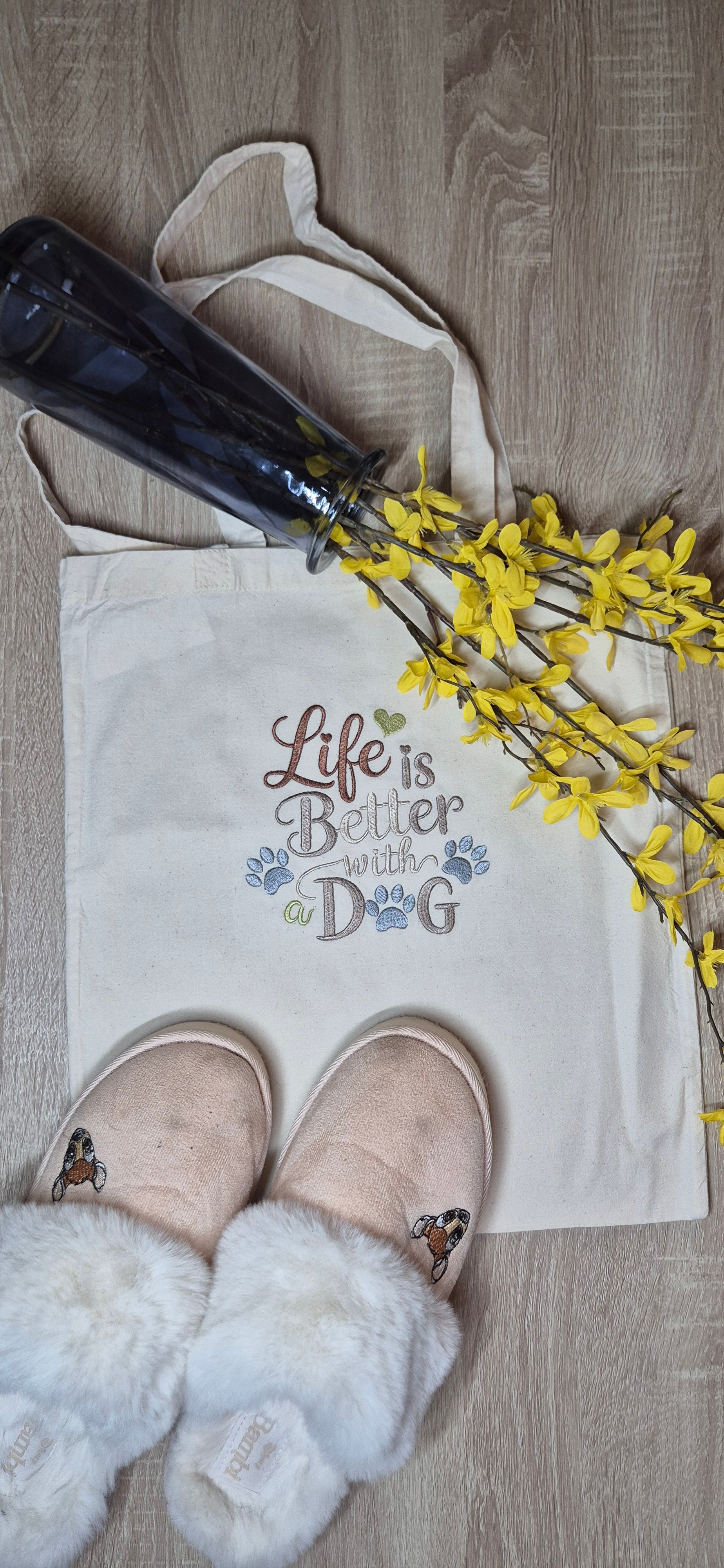 Bag 4 life with "Life is better with a Dog" embroidery.