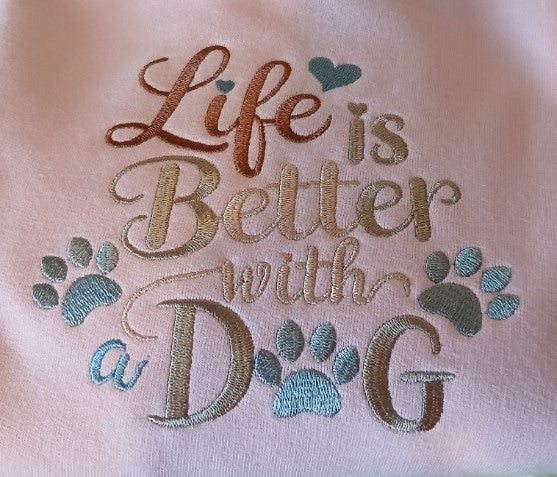 Bag 4 life with "Life is better with a Dog" embroidery.