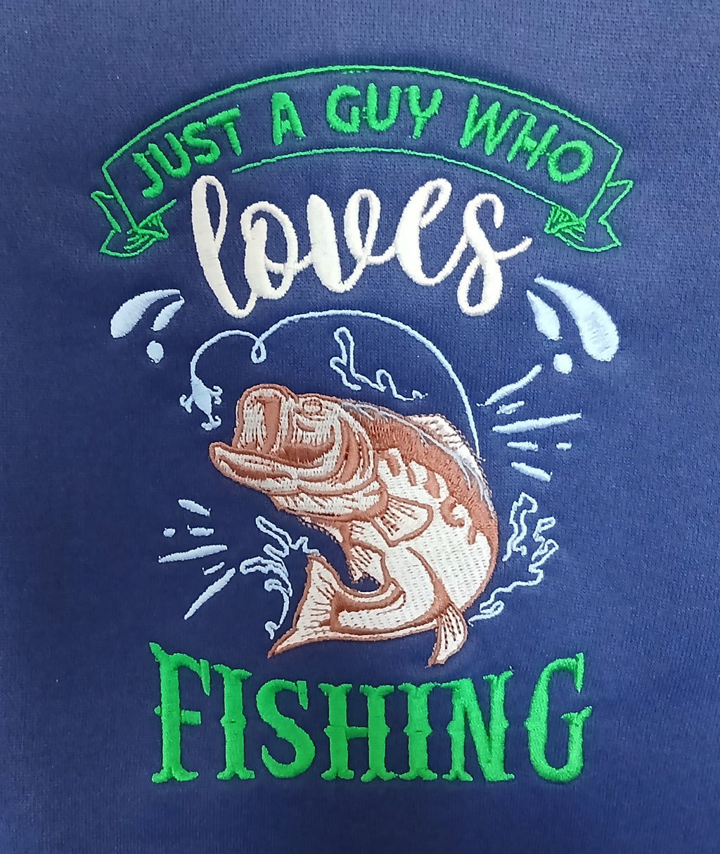 Sweatshirt with Embroidered Fishing Slogan