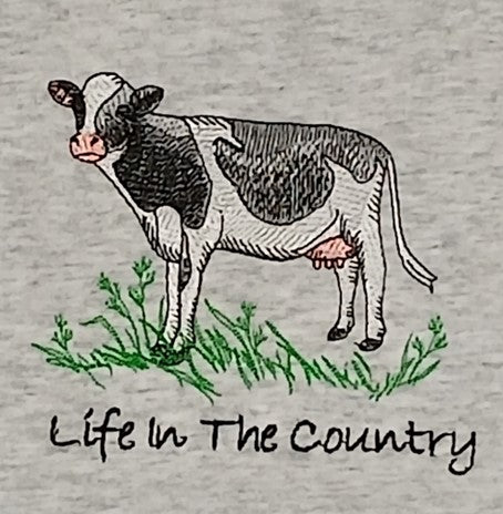 T-Shirt with Cow Embroidery
