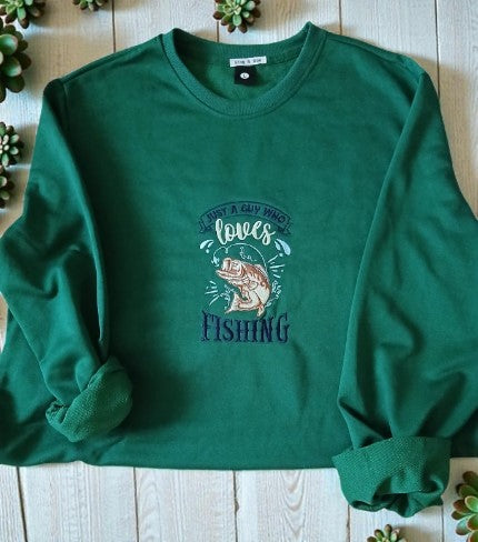 Sweatshirt with Fishing Embroidery