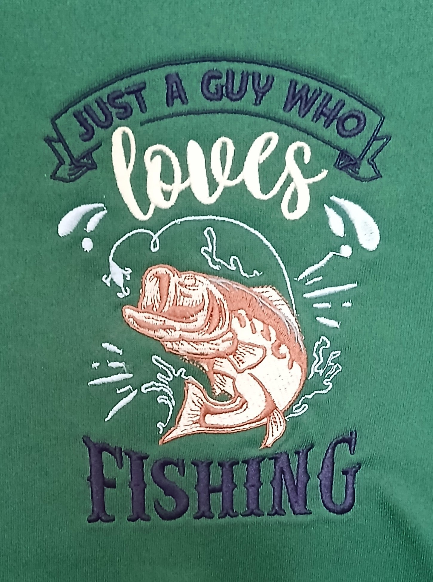 Sweatshirt with Embroidered Fishing Slogan