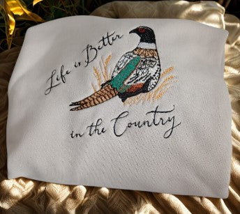 Sweatshirt with Embroidered Pheasant