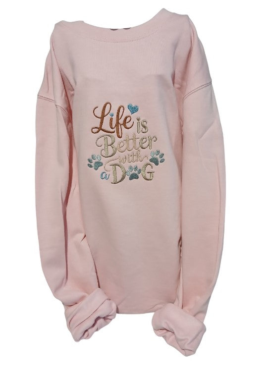 Sweatshirt with Embroidered Slogan
