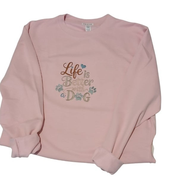 Sweatshirt with Embroidered Slogan