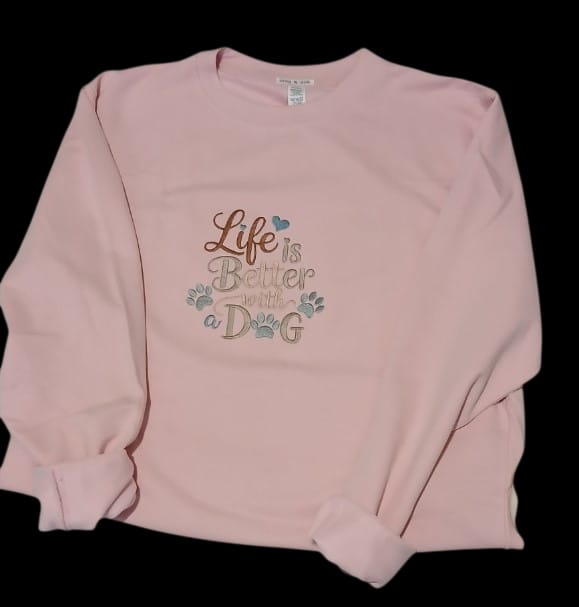 Sweatshirt with Embroidered Slogan