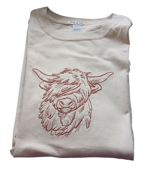 Sweatshirt with Highland Cow Embroidery