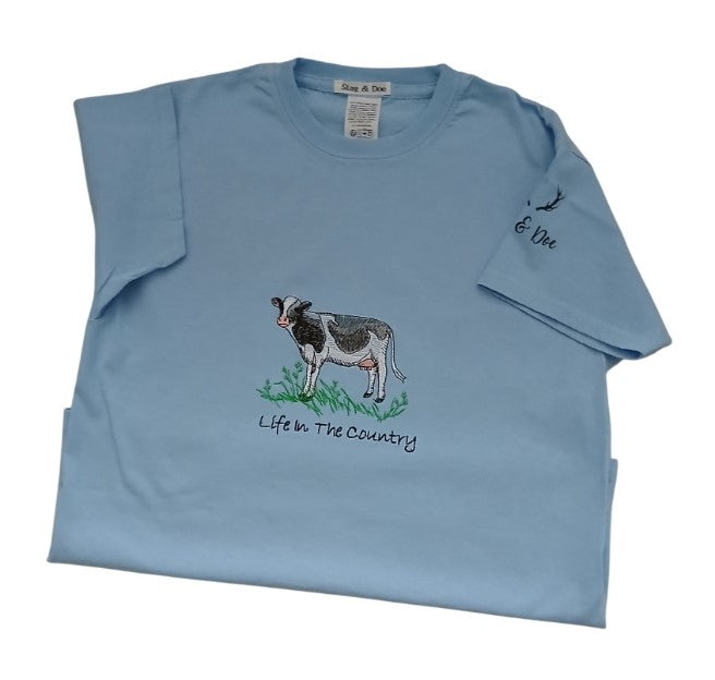 T-Shirt with Cow Embroidery