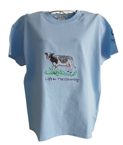 T-Shirt with Cow Embroidery