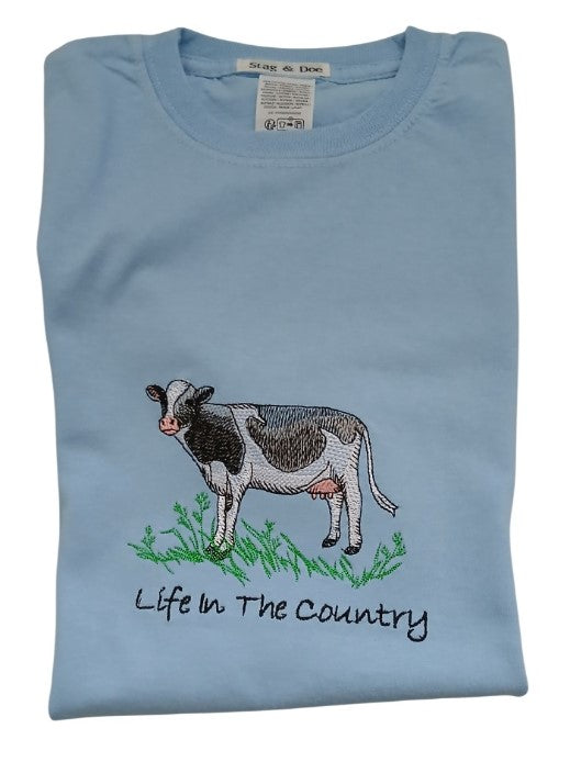T-Shirt with Cow Embroidery