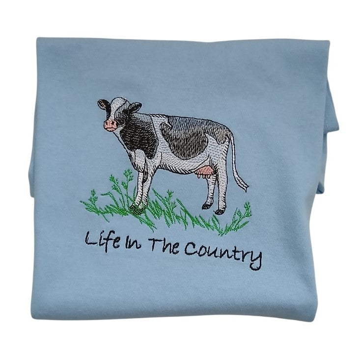 T-Shirt with Cow Embroidery