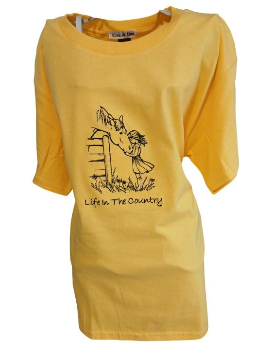 T-shirt with Horse and Girl Embroidery