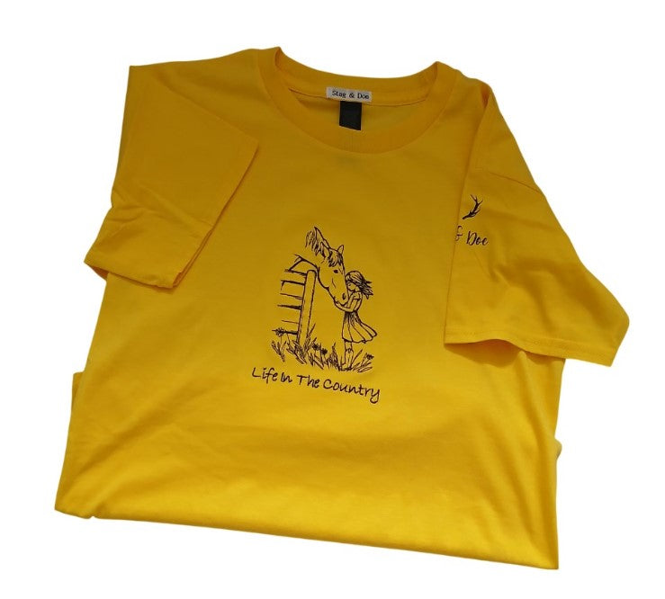 T-shirt with Horse and Girl Embroidery