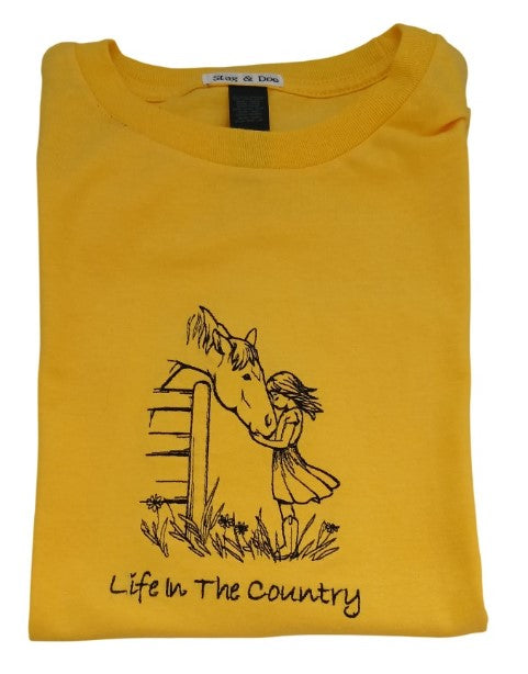 T-shirt with Horse and Girl Embroidery