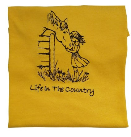 T-shirt with Horse and Girl Embroidery