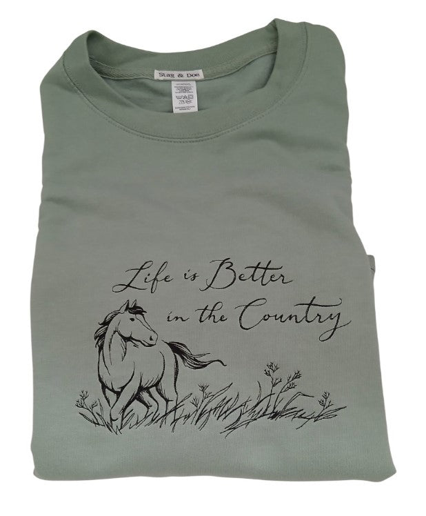 Sweatshirt with Horse Embroidery