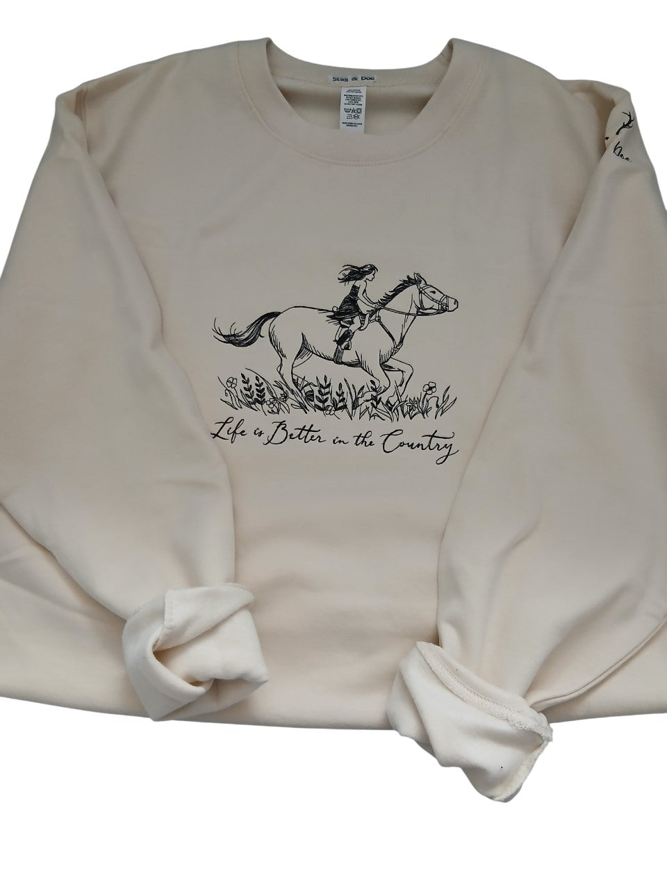 Sweatshirt with embroidered horse and rider