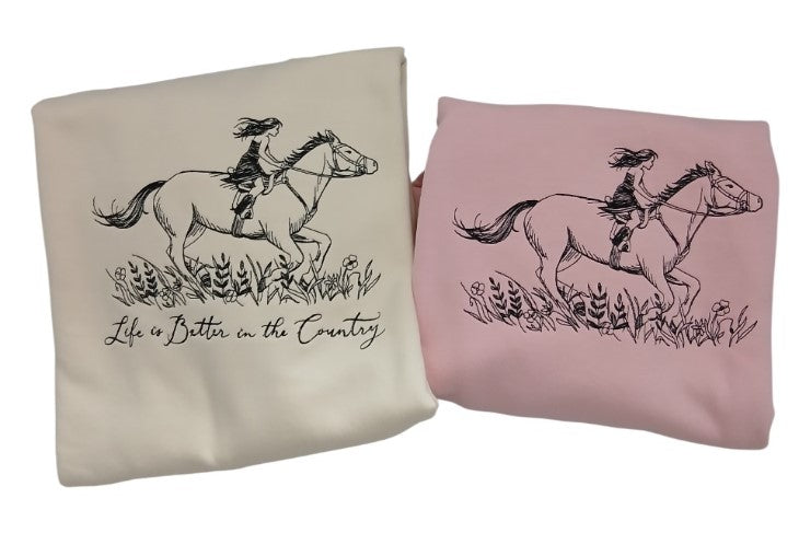 Sweatshirt with embroidered horse and rider