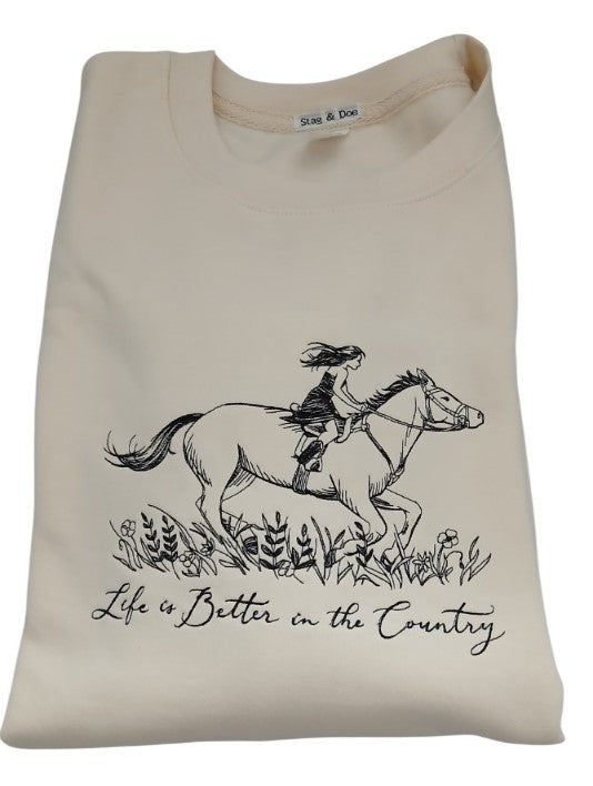 Sweatshirt with embroidered horse and rider