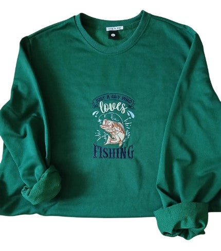 Sweatshirt with Fishing Embroidery