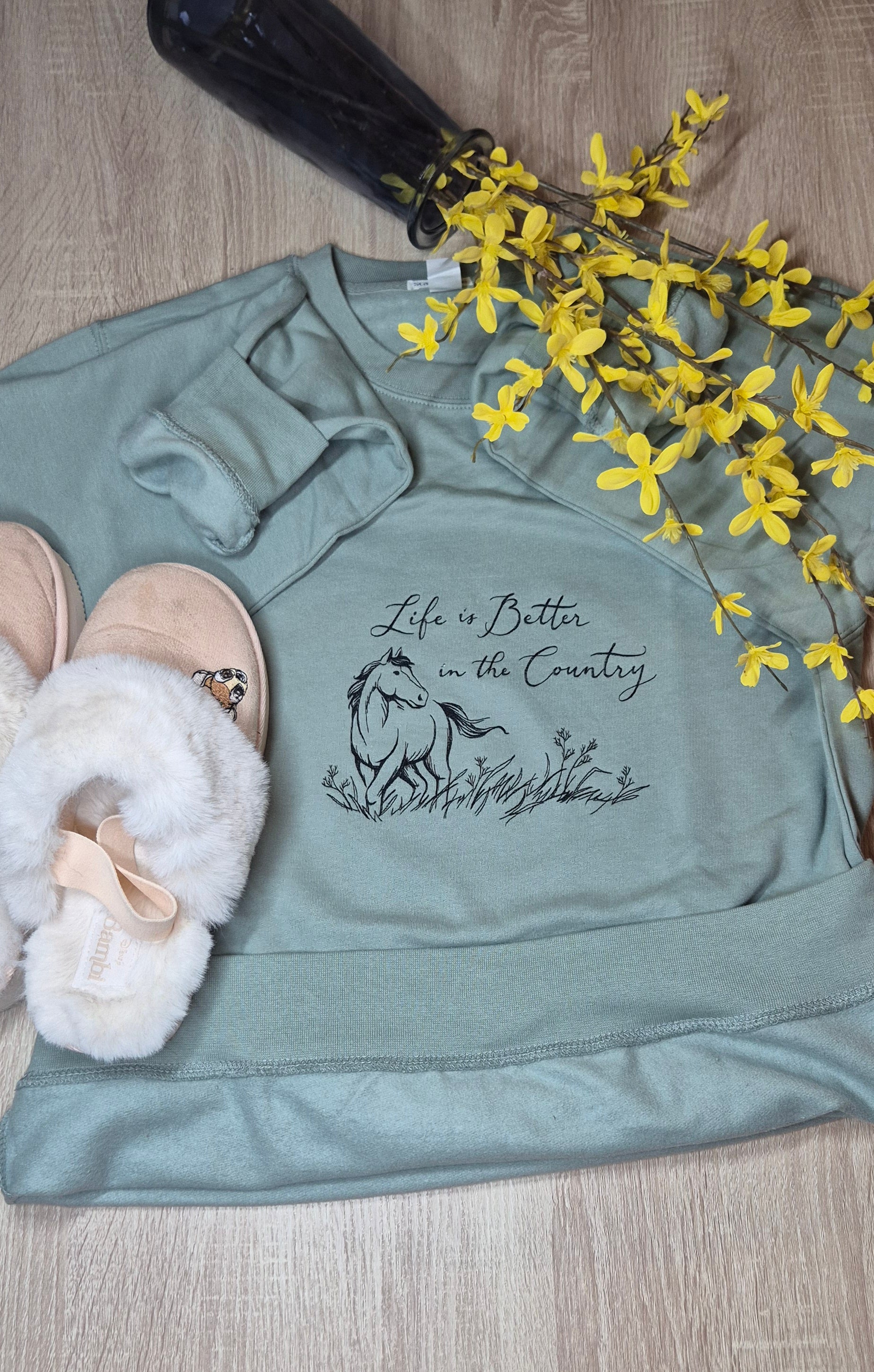 Light Blue Sweatshirt with Horse embroidery
