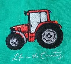 Children's short sleeve T-shirt with tractor embroidery