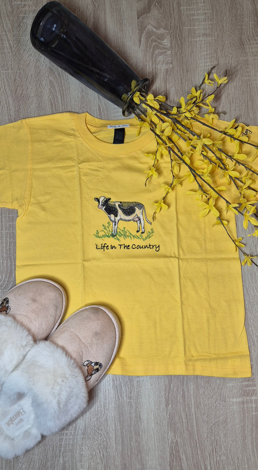 T-Shirt with Cow Embroidery