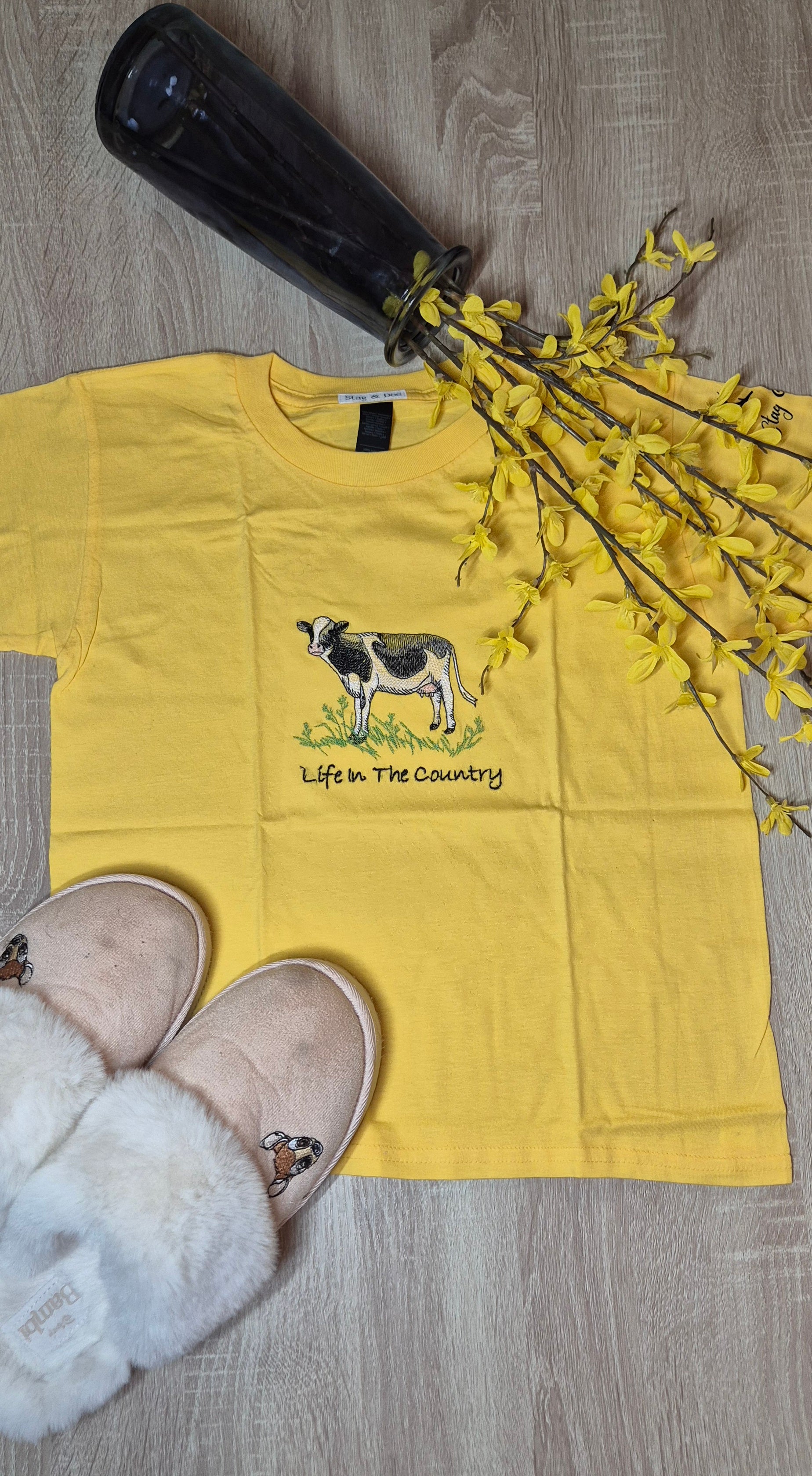 T-Shirt with Cow Embroidery